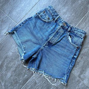 Zara Slit Straight Denim Shorts